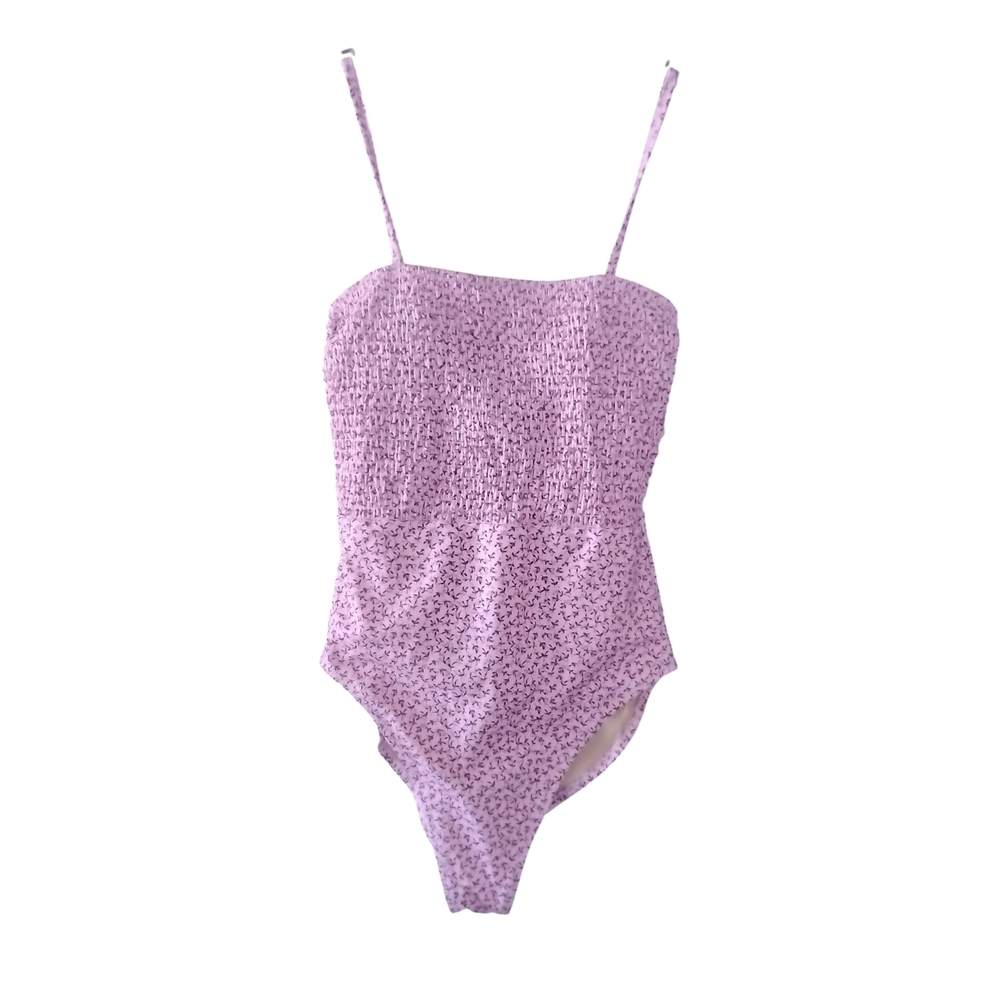 Old Navy Smock Bandeau Pink Textured One-Piece Swimsuit Feminine Modest XS